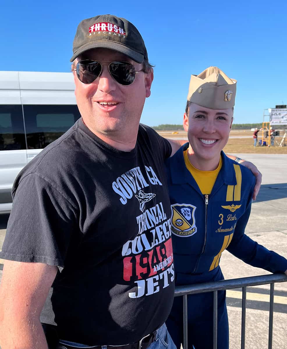 SGTC’s Jason Wisham is shown above with the Blue Angels first female pilot, Lt. Commander Amanda Lee.