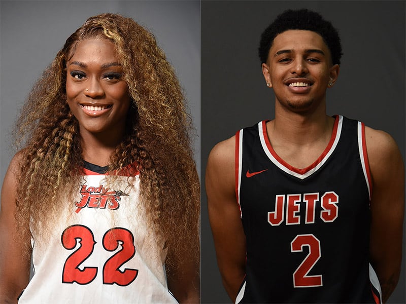 Maeva Fotsa, 22, and Deonte Williams, 2, were the top scorers for the Lady Jets and Jets against Chattahoochee Valley Community College
