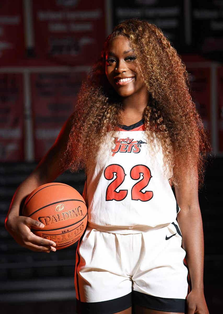 Maeva Fotsa, 22, was the top scorer for the Lady Jets in the 77 – 56 loss to East Georgia.