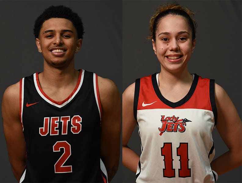 Deonte Williams, 2, and Vera Gunaydin, 11, were the top scorers for the Jets and the Lady Jets against East Georgia.