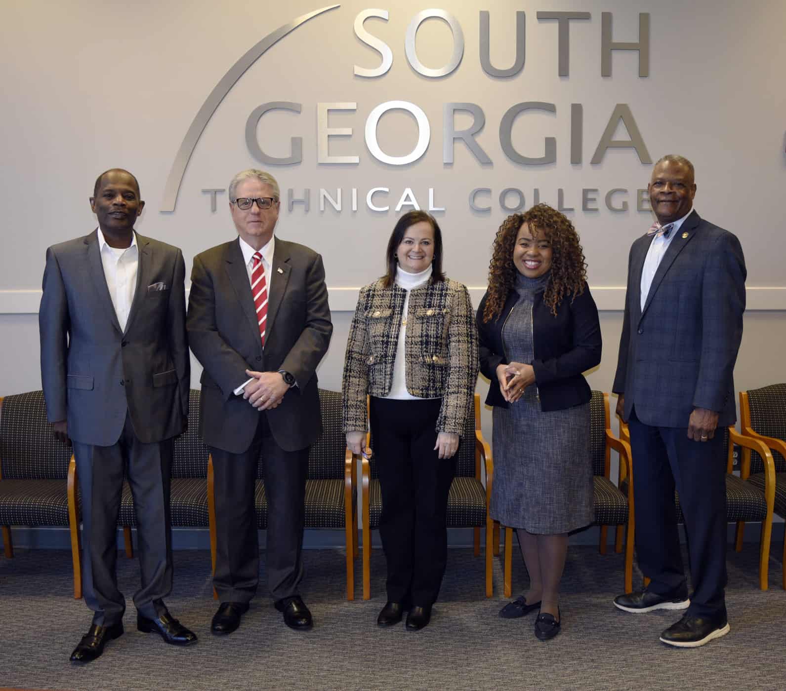 Pictured (l-r) are members of the SGTC GOAL selection committee Ervin Anderson, Richard McCorkle, Dr. Gaye Hayes, Amber Batchelor, and Michael Coley.