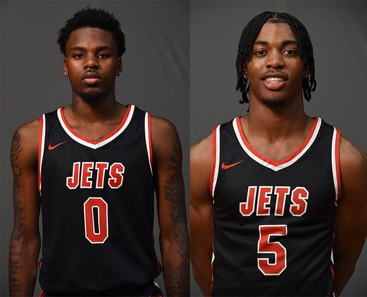 Kameron Forman, 0, and Camarion Johnson, 5, led the Jets in scoring with 11 points each in the loss to South Georgia State College.