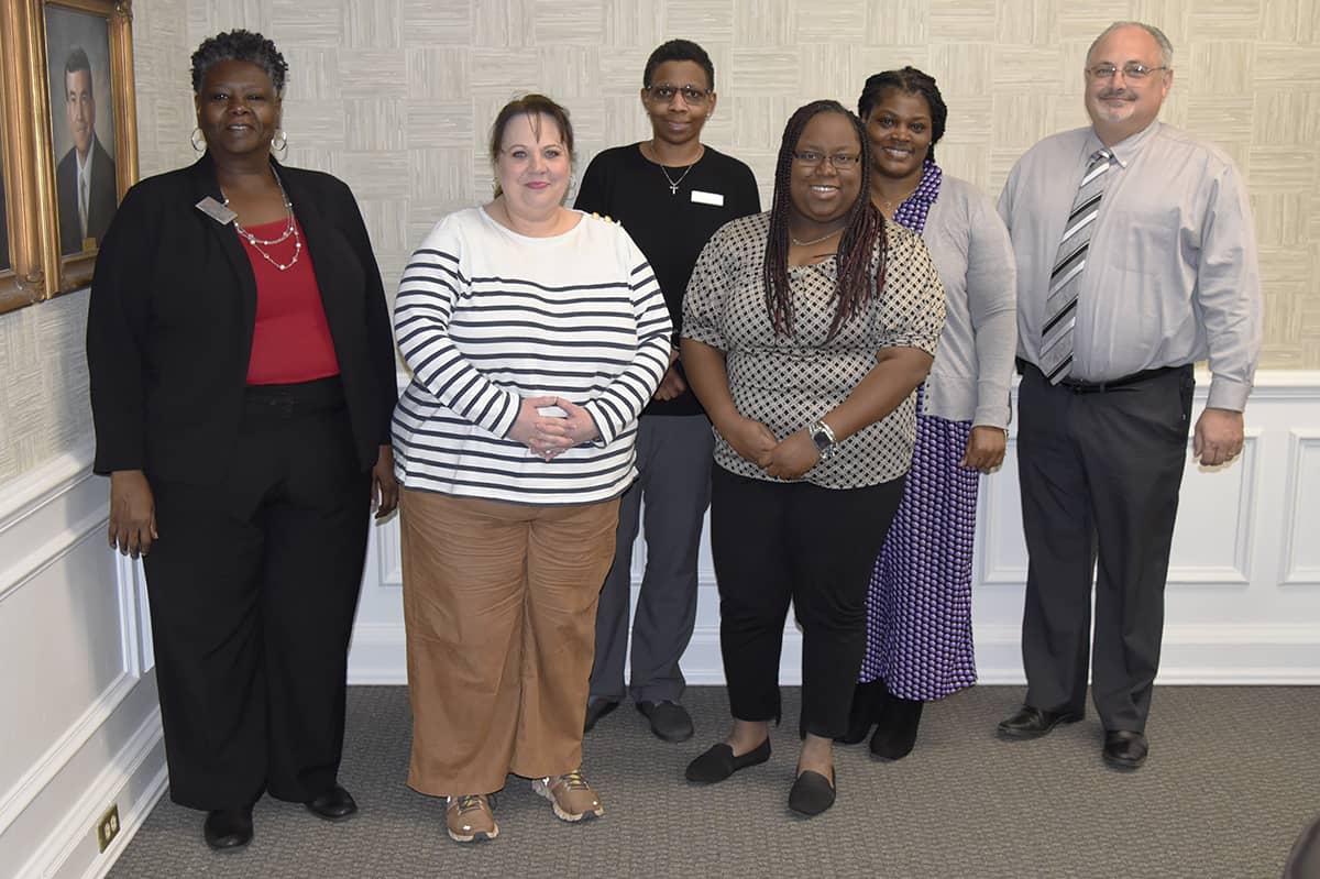 Pictured (l-r) are SGTC Marketing instructor Mary Cross with advisory committee members Nicole Kirksey, Jamie Jones, Alecia Pinckney, Katrice Martin, and Dr. David Finley.