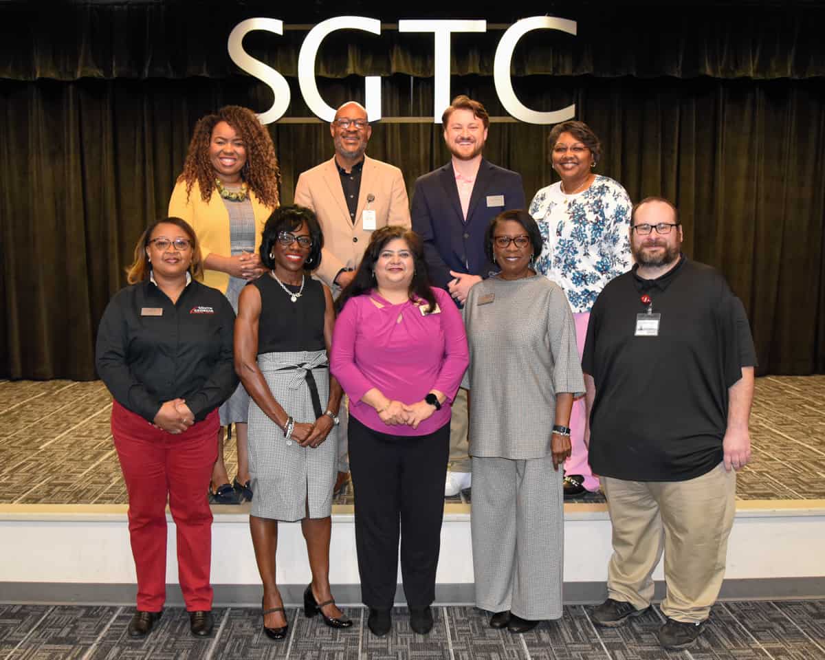 Pictured are presenters at the recent SGTC Career Readiness Event for Macon County High School Seniors. Front row (l-r) are Dr. Pam Fields, Charlene Pennymon, Sandhya Muljibhai, Cynthia Carter, and John Wilson. Back row (l-r) are Amber Batchelor, Carl Reid, Tylen Pepito, and Tammy Hamilton.