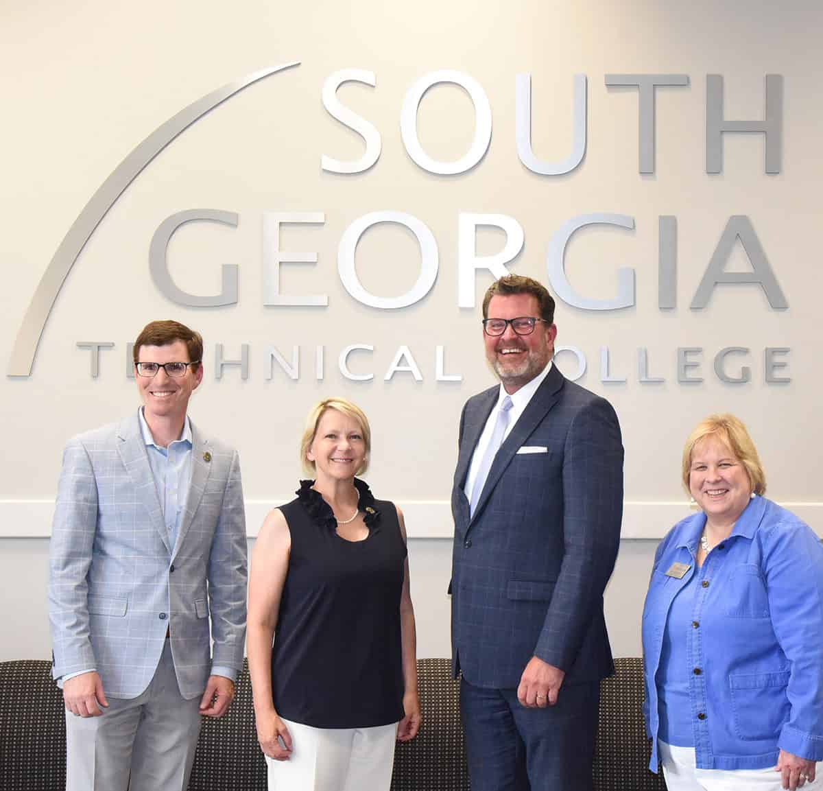 GSW Assistant Vice President for Advancement and GSW Foundation Executive Director Stephen Snyder is shown above with GSW President Dr. Michelle Johnston, SGTC President Dr. John Watford and SGTC Vice President of Institutional Advancement and SGTC Foundation Executive Director Su Ann Bird as the group spotlights the benefits of cooperation between the two higher education institutions.