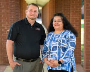 SGTC Aviation Maintenance Instructor Robert Sturgeon (left) with WIOA Coordinator Sandhya Muljibhai.