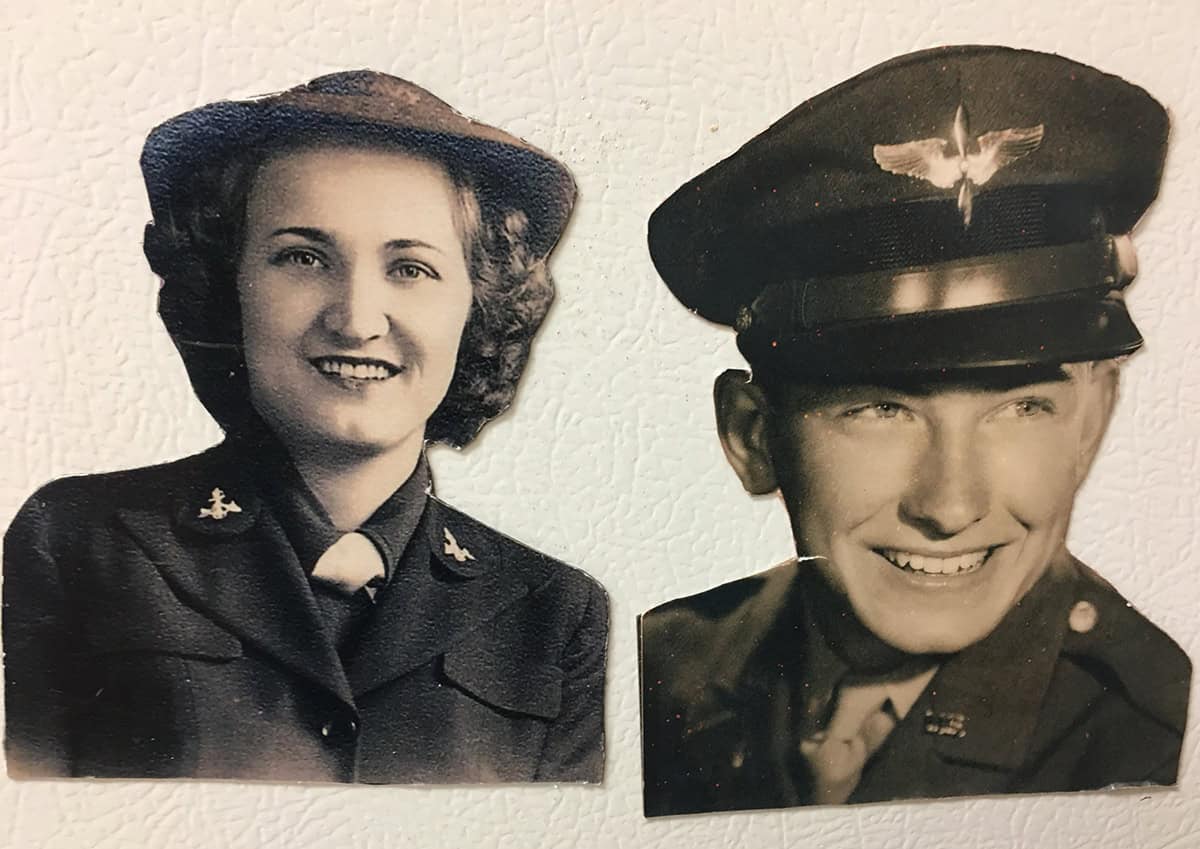Shown above are Kate Cheek Hancock and John Hancock in their uniforms from their service to this country in World War II.