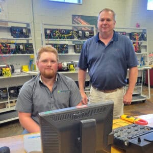 SGTC Electronics Technology student Matt Weeks of Preston (left) is pictured with instructor Mike Collins.