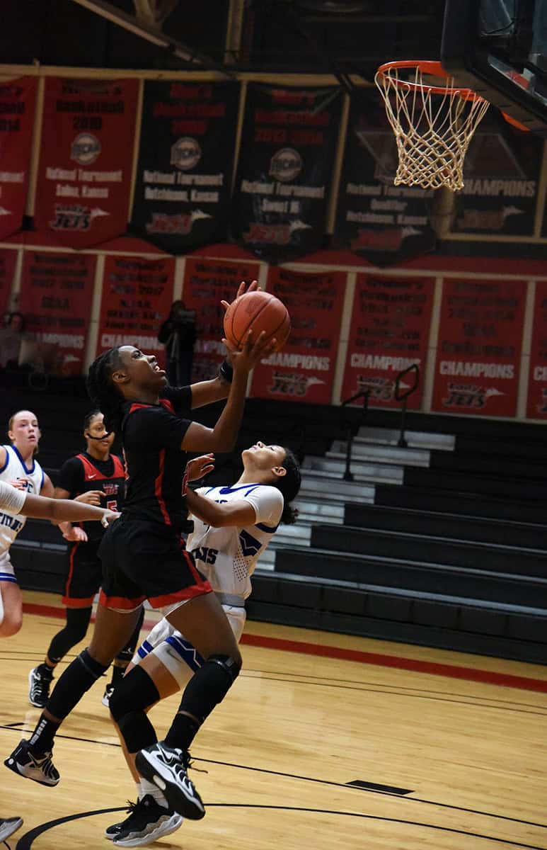Jamiah Gregory, 23, was the top scorer for the Lady Jets against St. Petersburg with 18 points.