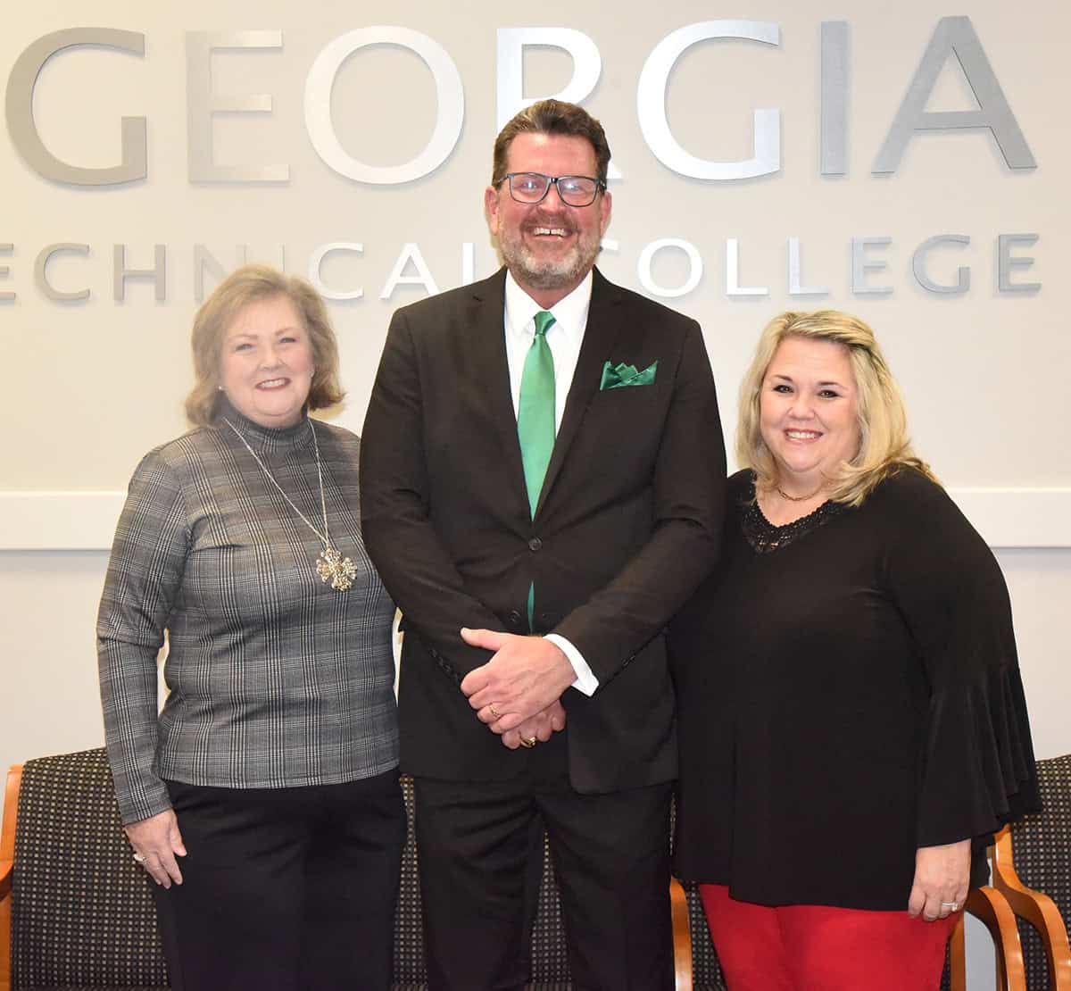 Dr. Teresa Purvis Teasley is shown above with SGTC President Dr. John Watford, and her sister, Sheryl Purvis Rush, who donated funds to the SGTC Foundation to present Heavy Equipment/Diesel Technology scholarships to deserving students in memory of their father, Caroll “Tump” Edgar Purvis, Jr., who graduated from South Georgia Tech in the 1950’s.