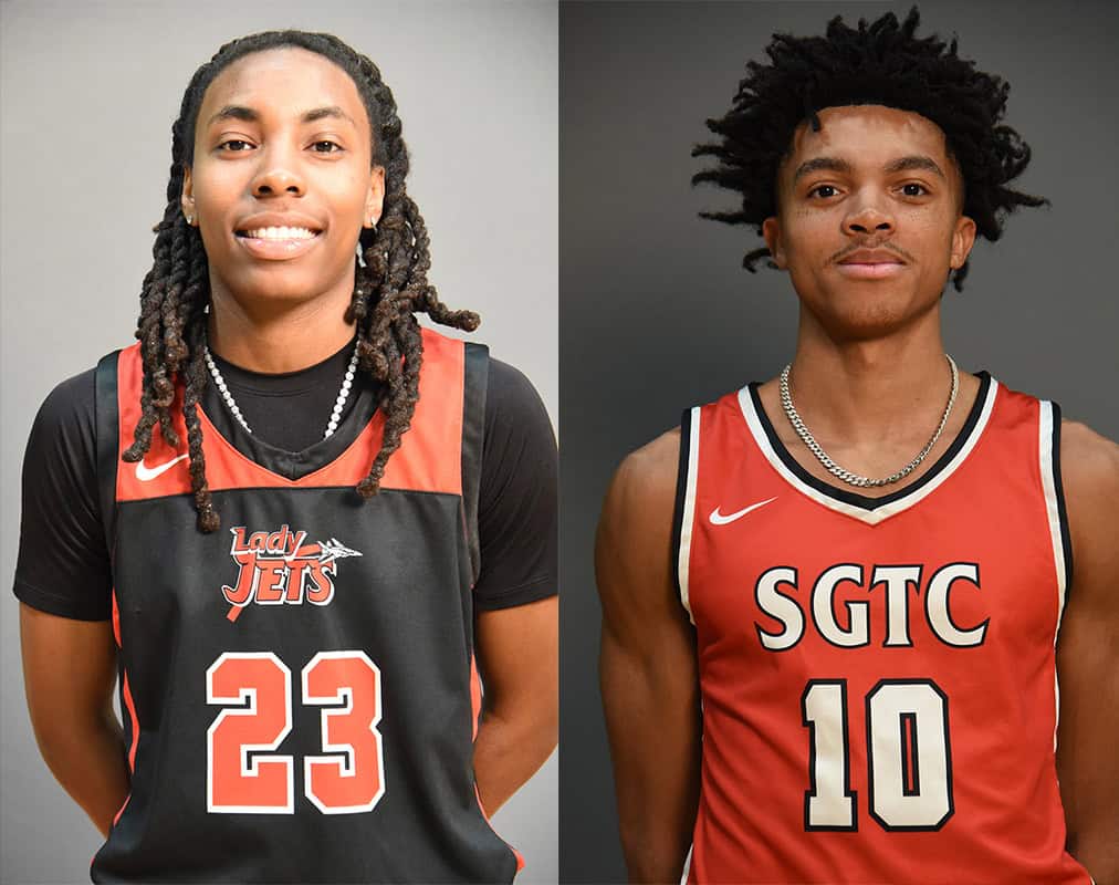 Jamiah Gregory (23) and Daryl Bod (10) were the top scorers for the Lady Jets and Jets against Andrew College.