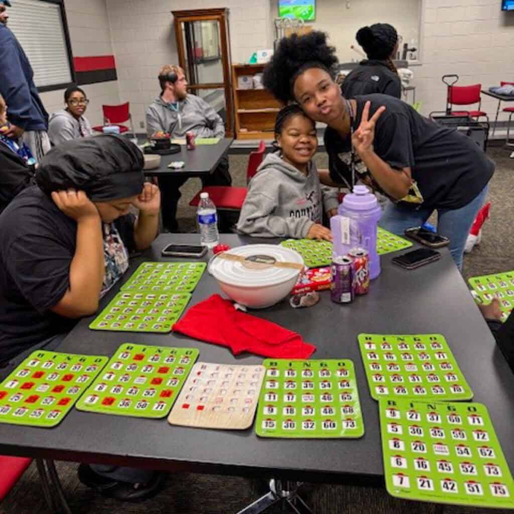 SGTC students enjoy bingo at the recent Valentine's Day celebration.