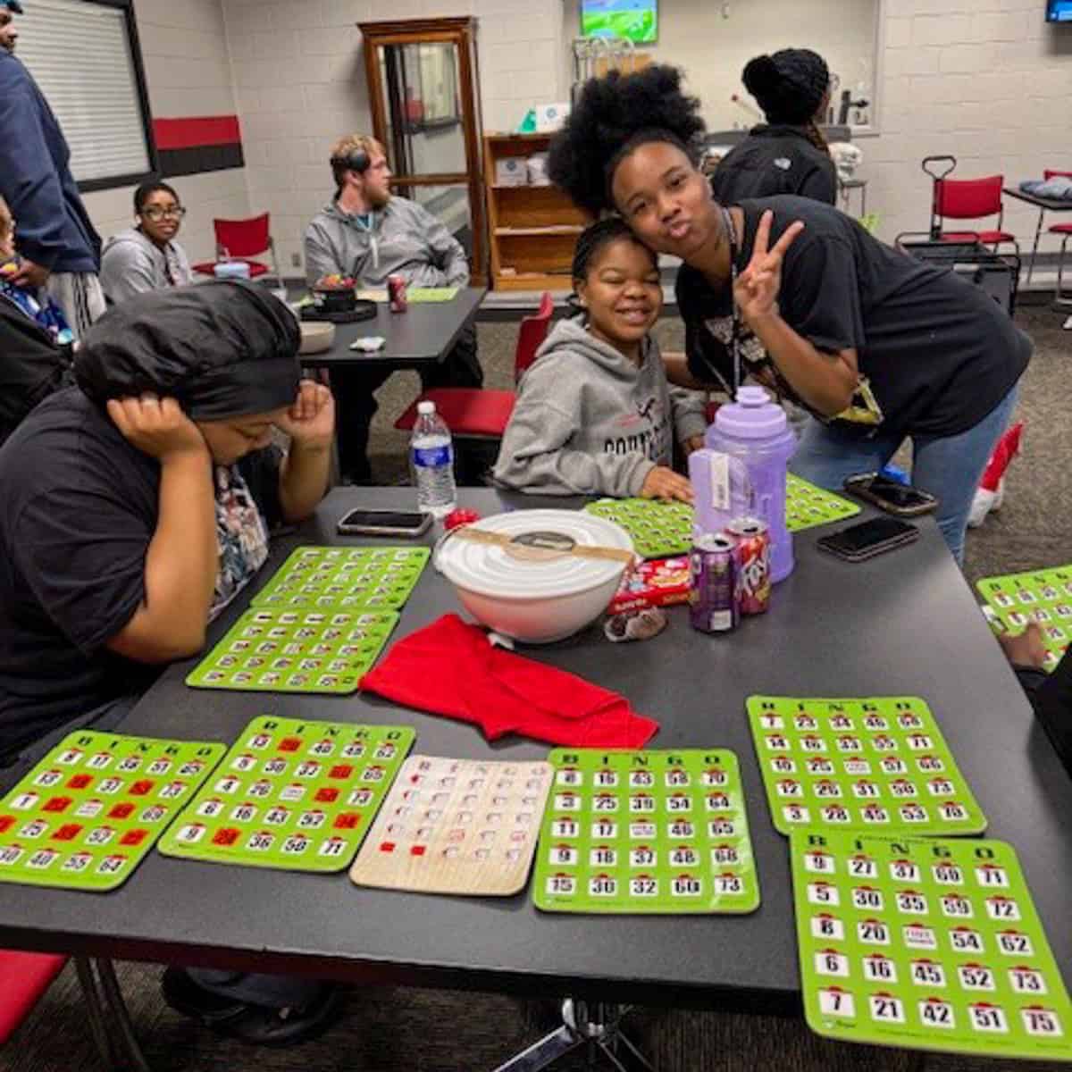 SGTC students enjoy bingo at the recent Valentine's Day celebration.