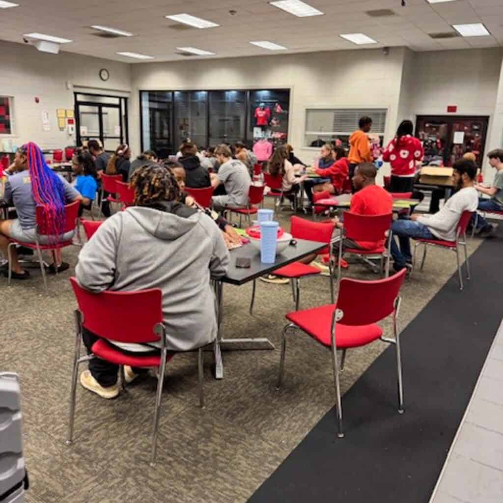 SGTC students enjoy bingo at the recent Valentine's Day celebration.