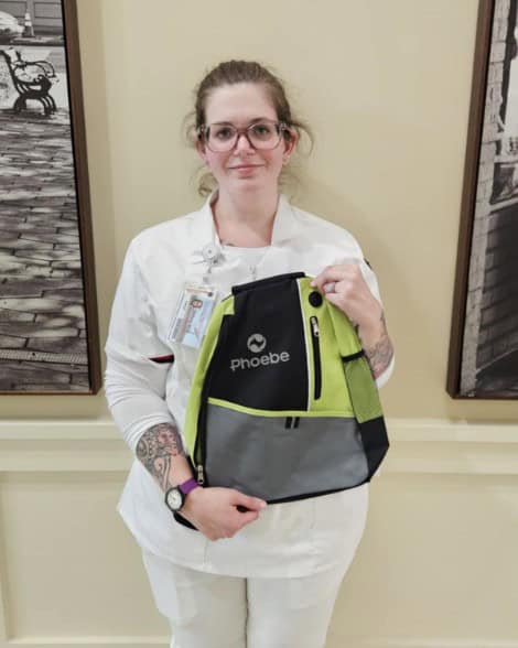 SGTC Practical Nursing student Brittany Wills of Ellaville is shown with her Phoebe backpack for going above and beyond.