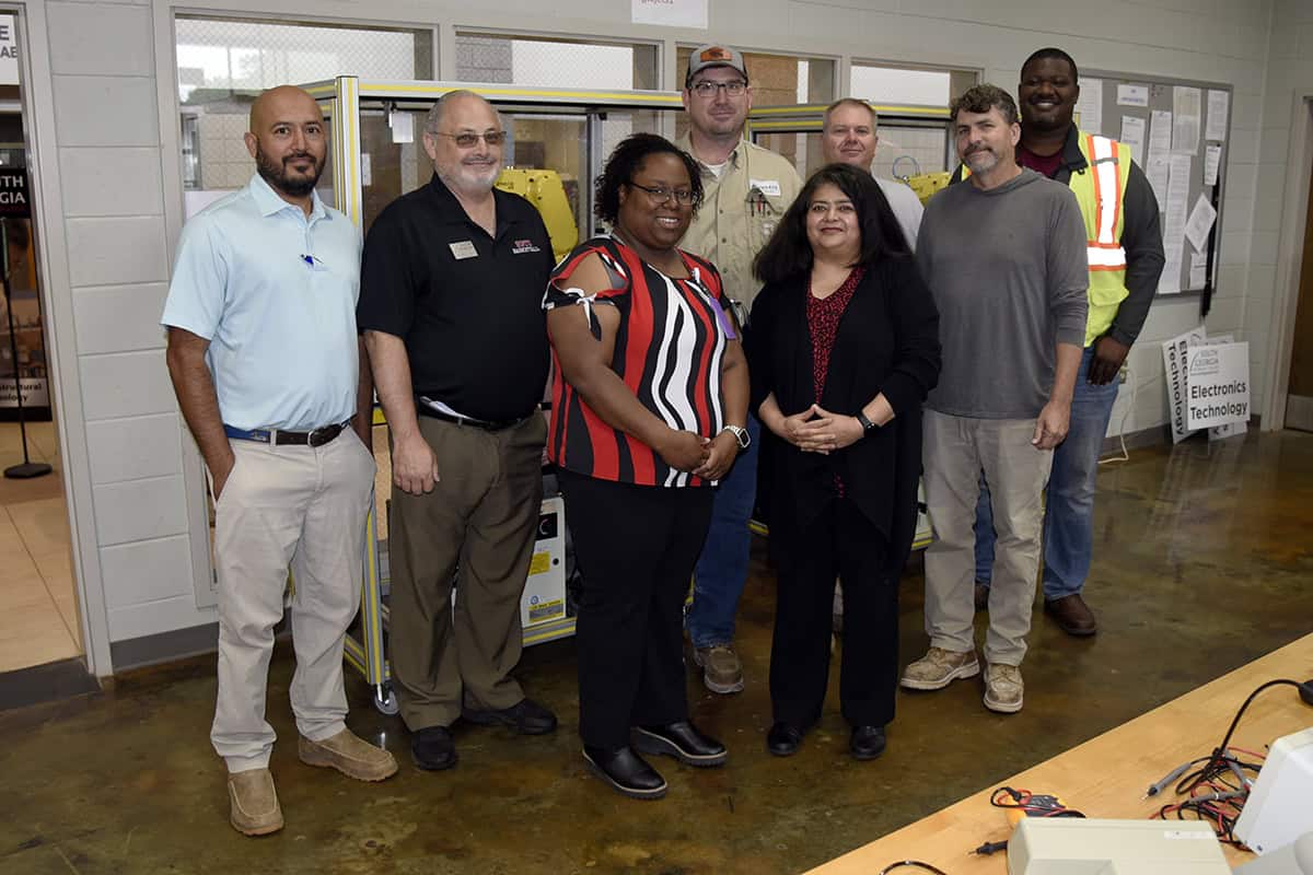 Pictured left-right are members of the SGTC Electronics advisory committee Johnny Villanueva, Dr. David Finley, Alecia Pinckney, Michael Jaskulski, Sandhya Muljibhai, Mike Collins, Chet Ragsdale and Derrick Hill.
