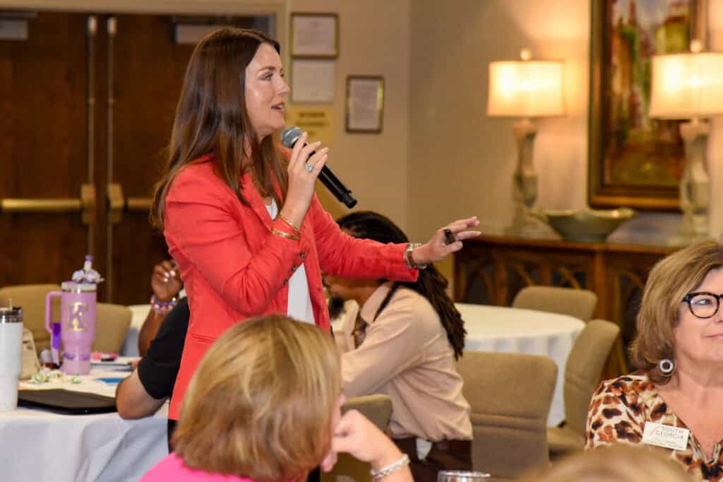 Dr. Karah Sprouse: Generational Engagement Consultant Dr. Karah Sprouse addresses SGTC faculty and staff during a recent employee development event on the Americus campus.
