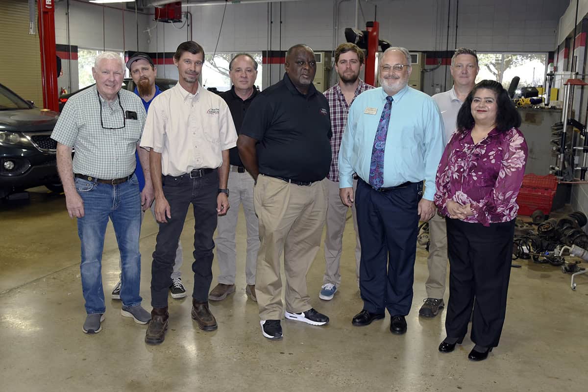 Pictured are members of the SGTC automotive program advisory committee (l-r) John Beaver, Jeremy Robinson, Brandon Dean, David Miller, Starlyn Sampson, Jacob Smith, Dr. David Finley, Kevin Beaver and Sandhya Muljibhai.