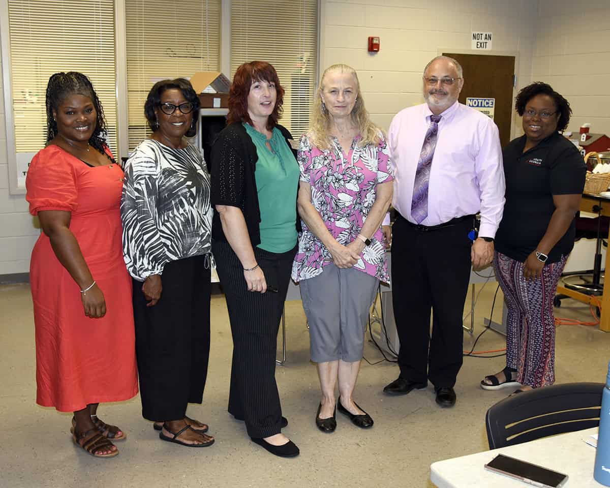 Pictured (l-r) are members of the South Georgia Technical College Drafting program advisory committee Katrice Martin, Cynthia Carter, Kristie Hudson, Carolyn Hudson, Dr. David Finley and Alecia Pinckney. Also attending were Teresa Crawford and Angie Wiseman.