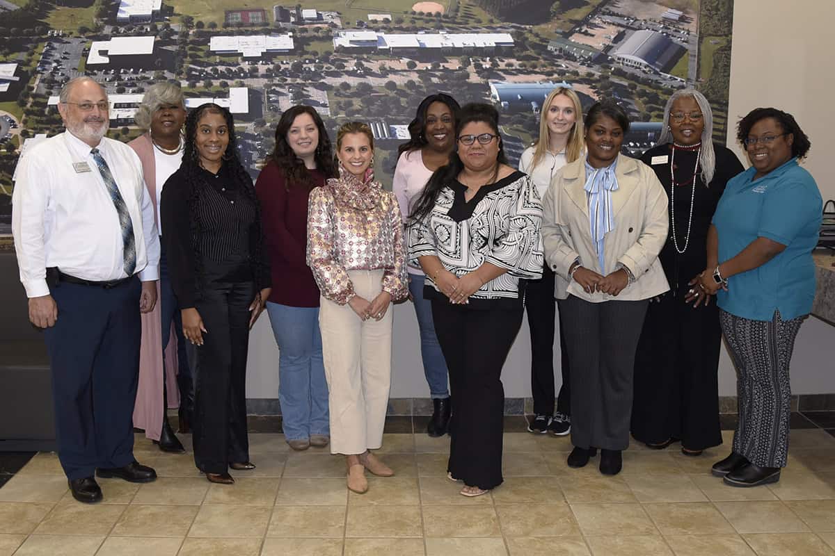 Pictured (l-r) are members of the SGTC Cosmetology program advisory committee Dr. David Finley, Tracy Finch, Jessakeetha Maddox, Viveca Jones Streetman, Hanna Wodzinski Dews, Kembrial Harris, Ylse Hernandez, Ava Dockery, Katrice Martin, Dorothea Lusane McKenzie and Alecia Pinckney.