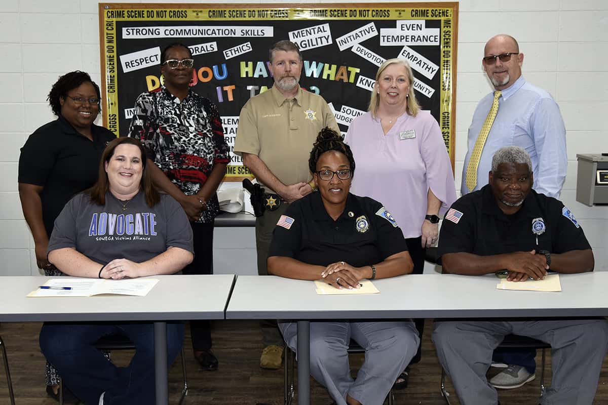 Pictured are members of the SGTC Criminal Justice advisory committee. Seated (l-r) are Eva Hope, Lamekia Green and Kenneth Grace. Standing (l-r) are Alecia Pinckney, Wanda Bishop, Matthew Holloway, Teresa McCook, and Brett Murray.