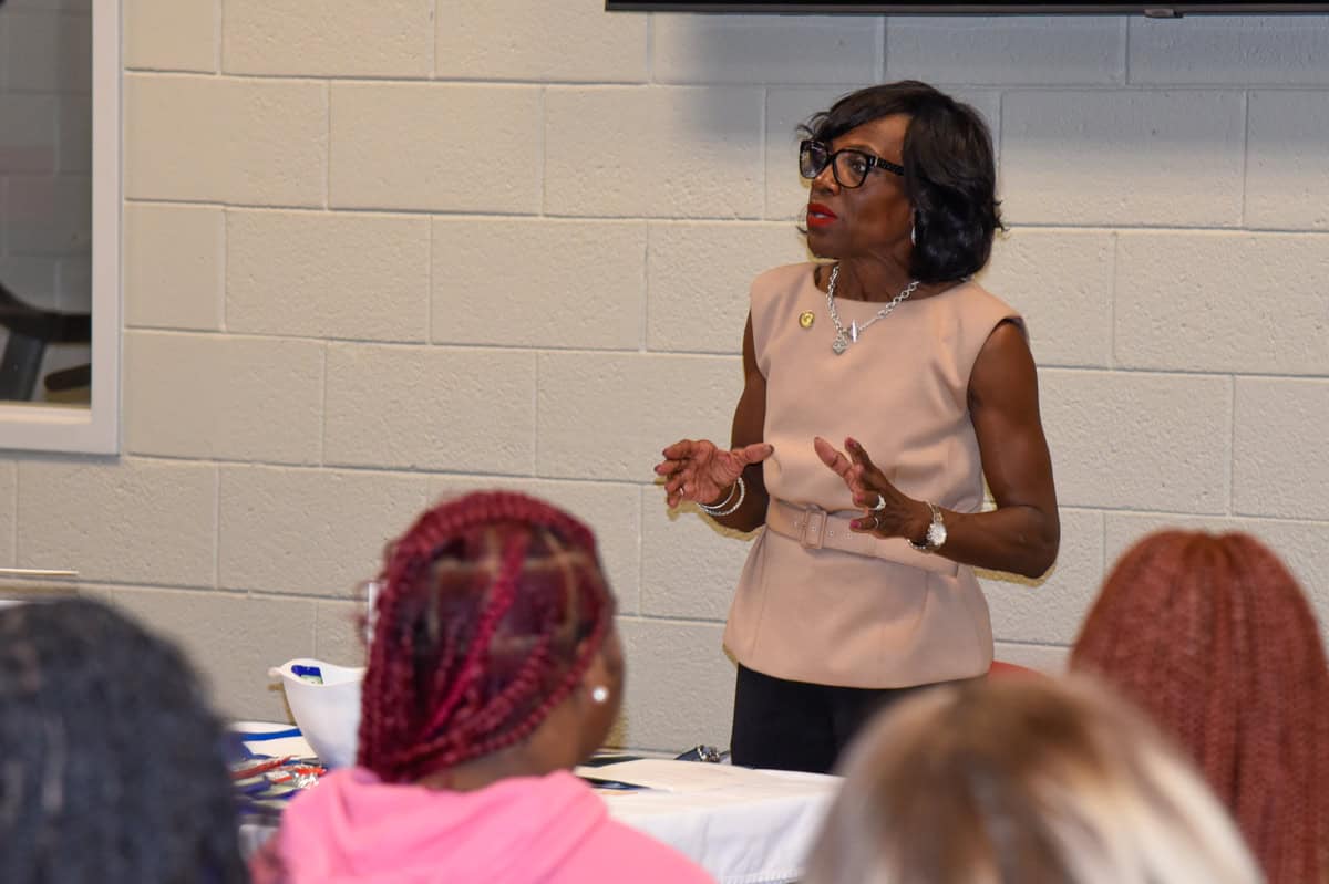 Charlene Pennymon speaks to SGTC students during a recent Financial Literacy workshop on the Americus campus.