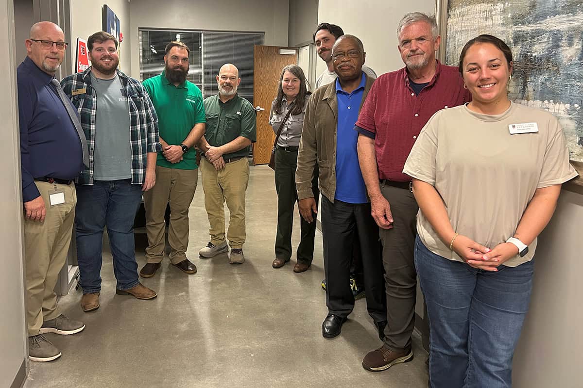 Pictured left-right are members of the SGTC Horticulture advisory committee Brett Murray, Ben Pope, Brandon Gross, Eric Sellers, Gia Wagner, Adam Foldesi, Dr. Mark Latimore, Brinson Brock, and Chelsea Odom.
