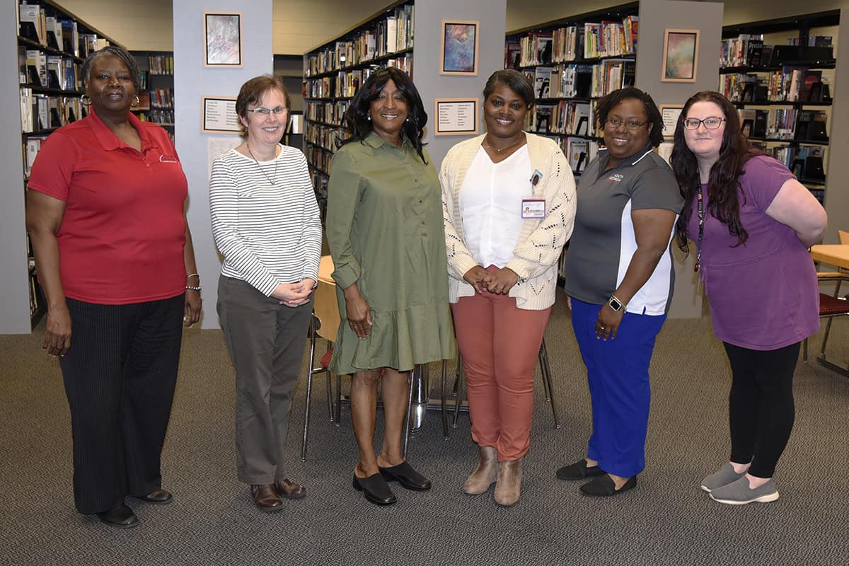 Pictured (l-r) are members of the SGTC Library advisory committee Mary Cross, Dr. Ellen Cotter, Dr. Deo Cochran-Sherrod, Katrice Martin, Alecia Pinckney, and Allyson King.