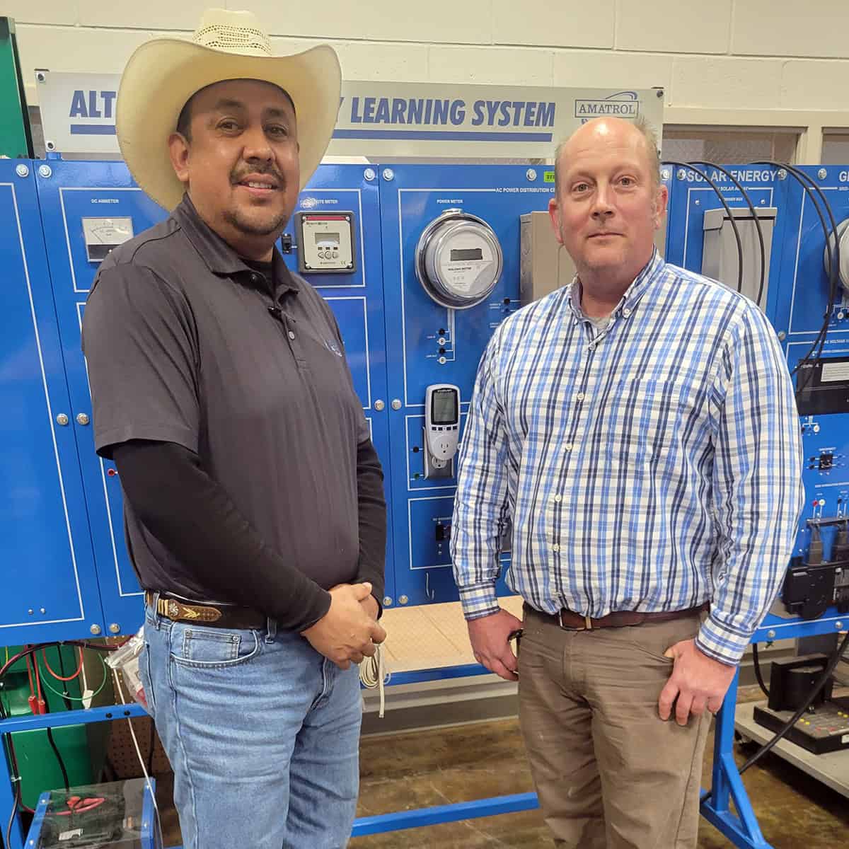 Pictures is recent SGTC graduate Juan Alejo (left) with Electrical Systems Technology instructor Patrick Owen.