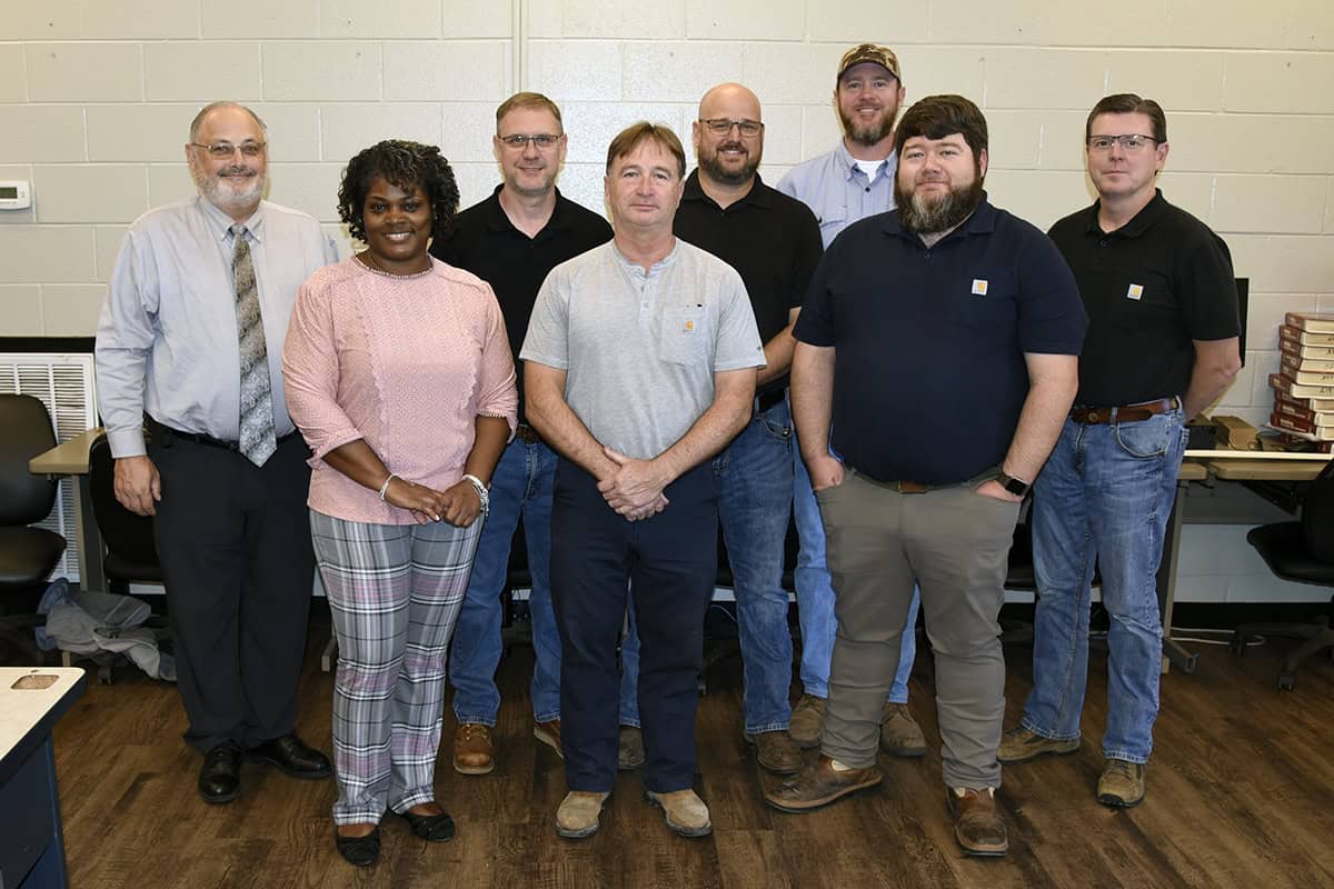 Pictured left-right are members of the SGTC Electronics advisory committee Dr. David Finley, Katrice Martin, Brad Aldridge, Gil Pittman, Ted Eschmann, Scott Barry, Jake Pittman, and Andy Oliver.