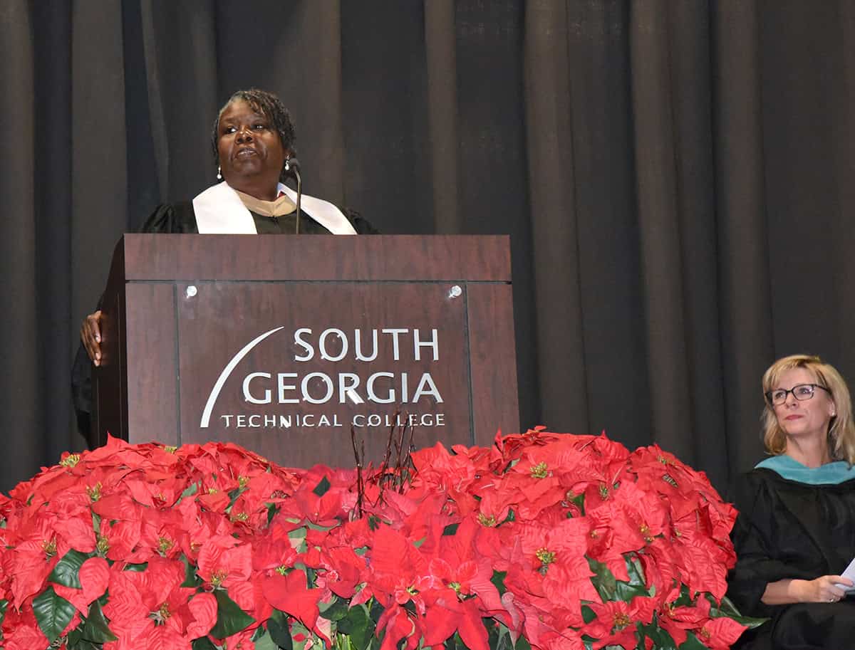 SGTC Instructor of the Year Mary Cross delivered the keynote address speech at the SGTC Fall 2025 Graduation Ceremony.