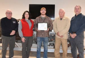South Georgia Technical College Aviation Maintenance Instructors Charles Christmas and Victoria Herron are shown above with Hayden Tucker with his Mike Cochran Scholarship award and Aviation Maintenance Instructors David Grant and Paul Pearson.
