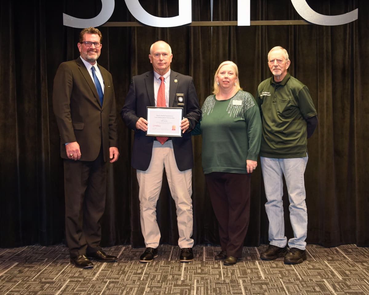 SGTC President Dr. John Watford, Lou Crouch, who helped endow the scholarship, and SGTC Criminal Justice Instructor Teresa McCook are shown above with Jeff Gordy, who was awarded SGTC Foundation Smarr-Smith Scholarship.