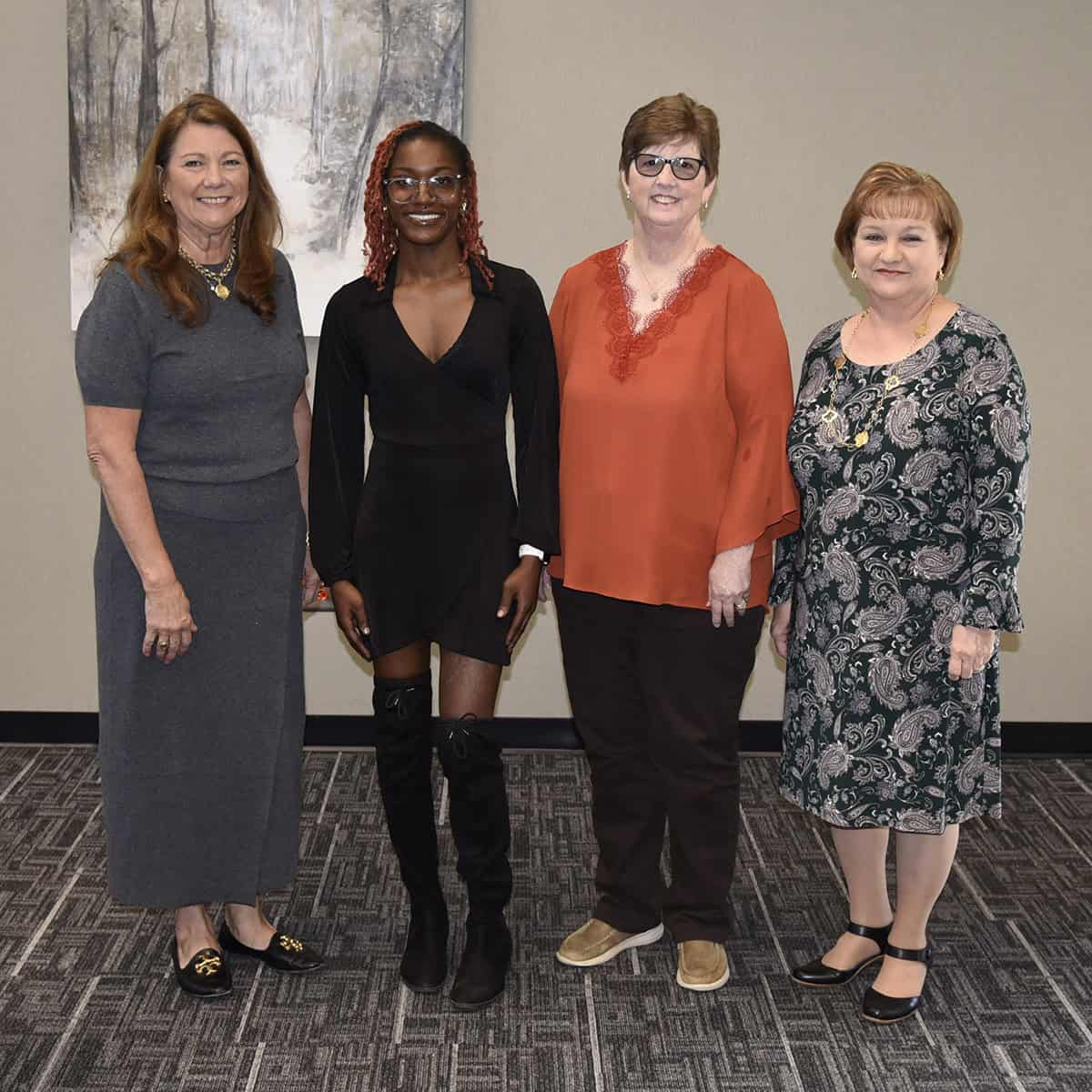 Pictured (l-r) are SGTC Vice President of Operations Karen Werling, AVMT student Maiyah Willis, WIOA board chairperson Janet Teele and RVRC WIOA Director Janice West.