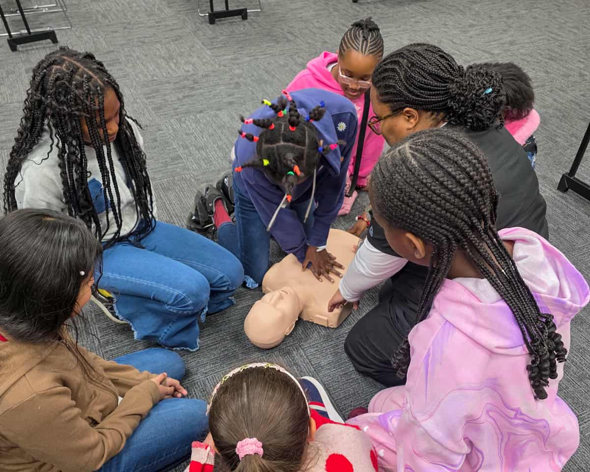 Fifth-grade students from Crisp County Elementary learn CPR techniques during a recent visit to the South Georgia Technical College Crisp County Center.