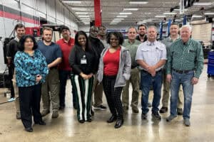 Pictured are members of the SGTC automotive program advisory committee (l-r) Brandon Dean, Sandhya Muljibhai, Spencer Metheny, Jeremy Robinson, Melissa Hollis, Starlyn Sampson, Henry Snipes, Katrice Martin, David Miller, Jacob Smith, Ron Peacock, Kevin Beaver, and John Beaver.