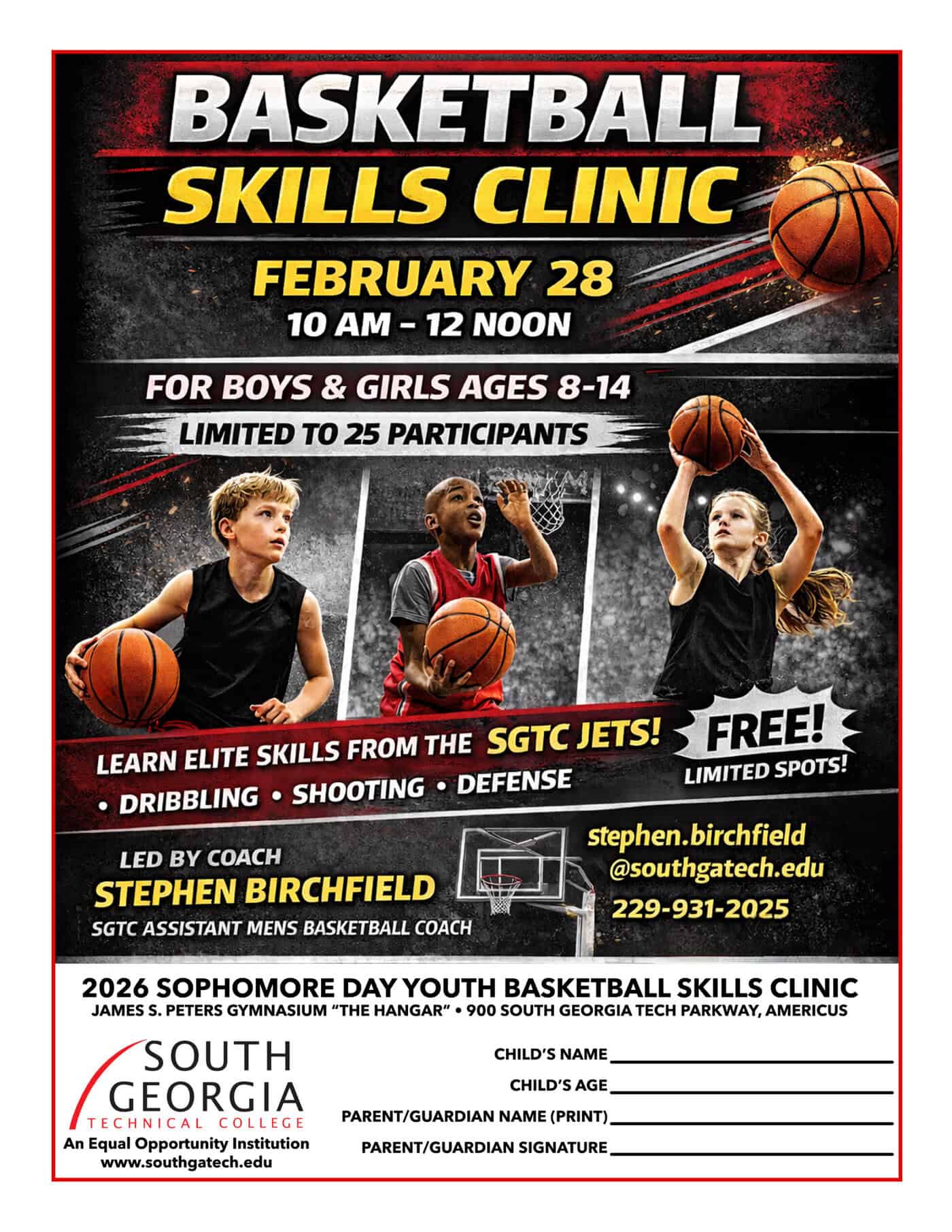 Basketball Skills Clinic planned as part of SGTC Homecoming Activities on February 28.