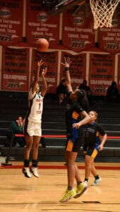 Ja’Niya Broome (1) was the leading scorer for the Lady Jets in their win over Southern Crescent.