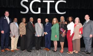 SGTC President Dr. John Watford (left) is shown above with the SGTC Black History Committee members and special guests. They include: SGTC Air Conditioning Instructor Johnny Griffin, Career Services Director Cynthia Carter, Custodian Glenn Bryant, Aviation Instructor Charles Christmas, Speaker Rev. Christopher O’Bryant, Executive Assistant to the President Teres O’Bryant, SGTC 2026 Rick Perkins Instructor of Year and Cosmetology Instructor Dorothea McKenzie, SGTC 2026 GOAL Winner Keyara Williams, Criminal Justice Instructor Teresa O’Bryant, and Academic Dean Brett Murray.