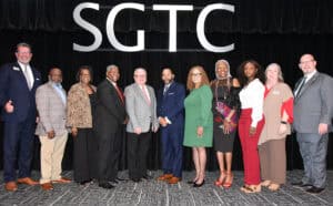 SGTC President Dr. John Watford (left) is shown above with the SGTC Black History Committee members and special guests. They include: SGTC Air Conditioning Instructor Johnny Griffin, Career Services Director Cynthia Carter, Custodian Glenn Bryant, Aviation Instructor Charles Christmas, Speaker Rev. Christopher O’Bryant, Executive Assistant to the President Teres O’Bryant, SGTC 2026 Rick Perkins Instructor of Year and Cosmetology Instructor Dorothea McKenzie, SGTC 2026 GOAL Winner Keyara Williams, Criminal Justice Instructor Teresa O’Bryant, and Academic Dean Brett Murray.