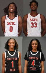 SGTC Jets Jalexs Ewing (0), Matt Mbole (33), and Lady Jets Ja’Niya Broome (1), and Taja Bennett (4) were all recognized as individual leaders in the NJCAA Division 1 basketball standings this week.