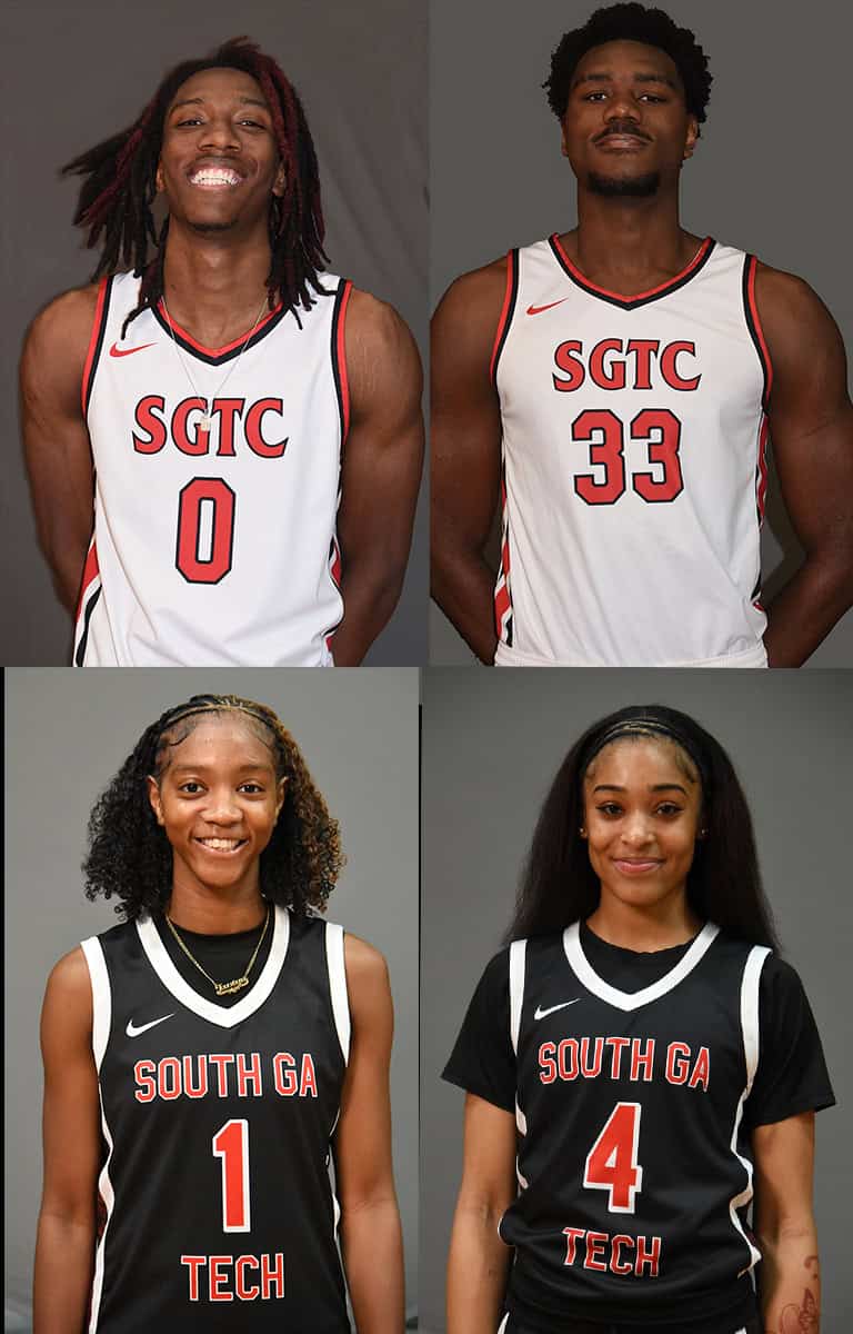 SGTC Jets Jalexs Ewing (0), Matt Mbole (33), and Lady Jets Ja’Niya Broome (1), and Taja Bennett (4) were all recognized as individual leaders in the NJCAA Division 1 basketball standings this week.