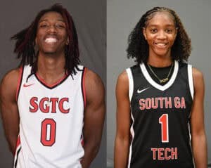 Jalexs Ewing, 0, and Ja’Niya Broome, 1, led the Jets and Lady Jets in scoring in wins over Central Georgia Technical College.