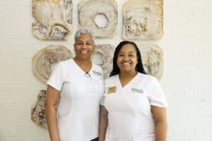 Danielle Murphy and Shermet Sims were both presented with the Magnolia Manor Senior Living Scholarships recently by the South Georgia Technical College Foundation. They are graduates of the SGTC Practical Nursing program and are now enrolled in the SGTC LPN to RN Bridge program. (photo courtesy of Magnolia Manor Senior Living Center)