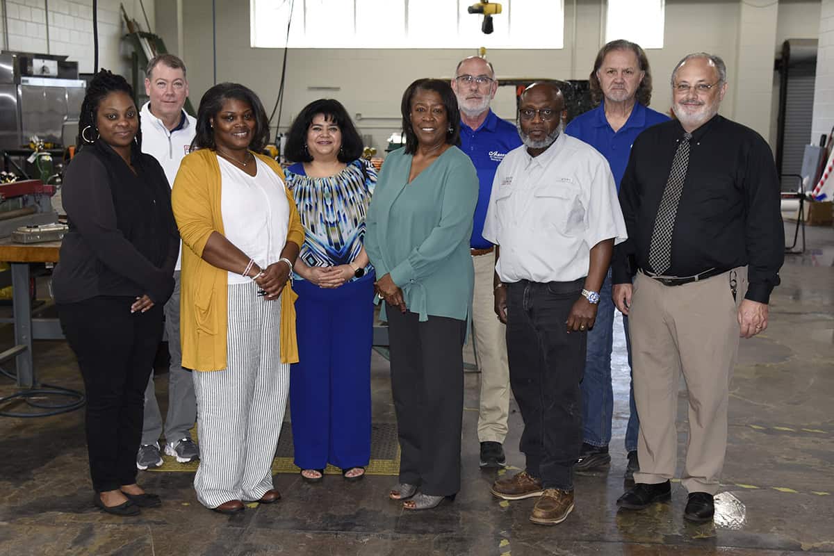 Pictured (l-r) are members of the SGTC Air Conditioning program advisory committee Melissa Hollis, Bryan McMichael, Katrice Martin, Sandhya Muljibhai, Cynthia Carter, Robert Blount, Johnny Griffin, Jimmy Enfinger, and Dr. David Finley.