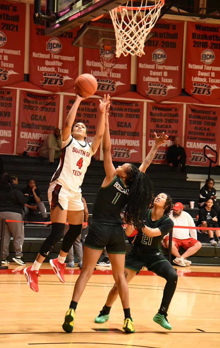 Taja Bennett, 4, was the top scorer for the Lady Jets in the NJCAA Region XVII Tournament semi-final win over East Georgia.