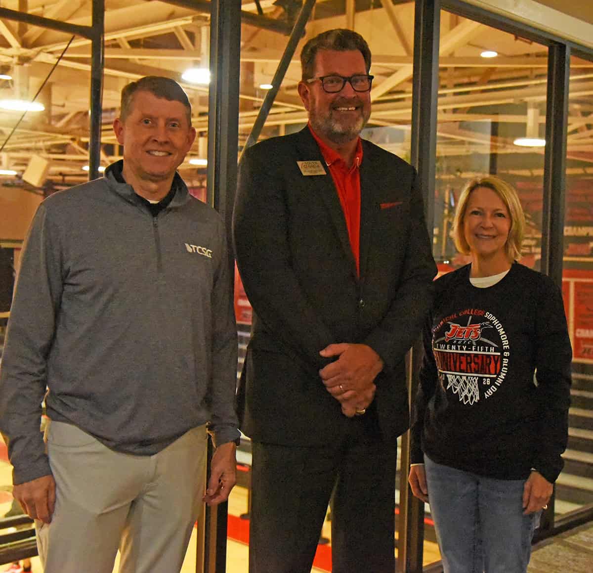 Technical College System of Georgia Commissioner Greg Dozier is shown above with SGTC President Dr. John Watford and GSW President Dr. Michelle Johnston during the SGTC Homecoming Celebration. Dr. Johnston was at the event helping with the Americus and Sumter County Chamber of Commerce and Imerys, who provided a free Hamburger and Hotdog cookout for the approximately 500 individuals who attended the SGTC Celebration.