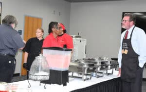 SGTC President Dr. John Watford is working the "Pancakes with the President" event at the Crisp County Center campus.
