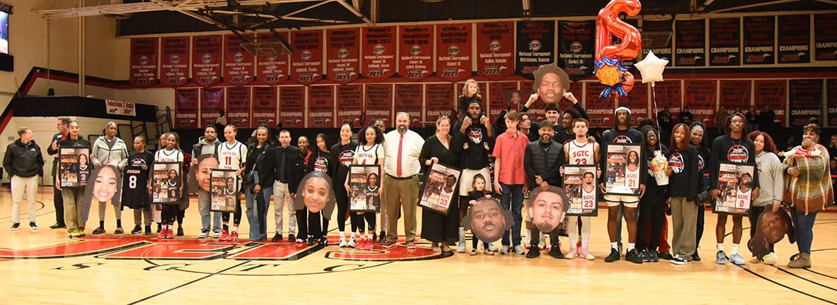 Shown above are the Jets and Lady Jets sophomores along with their coaches and parents and friends who came to help them celebrate Sophomore Day at SGTC.